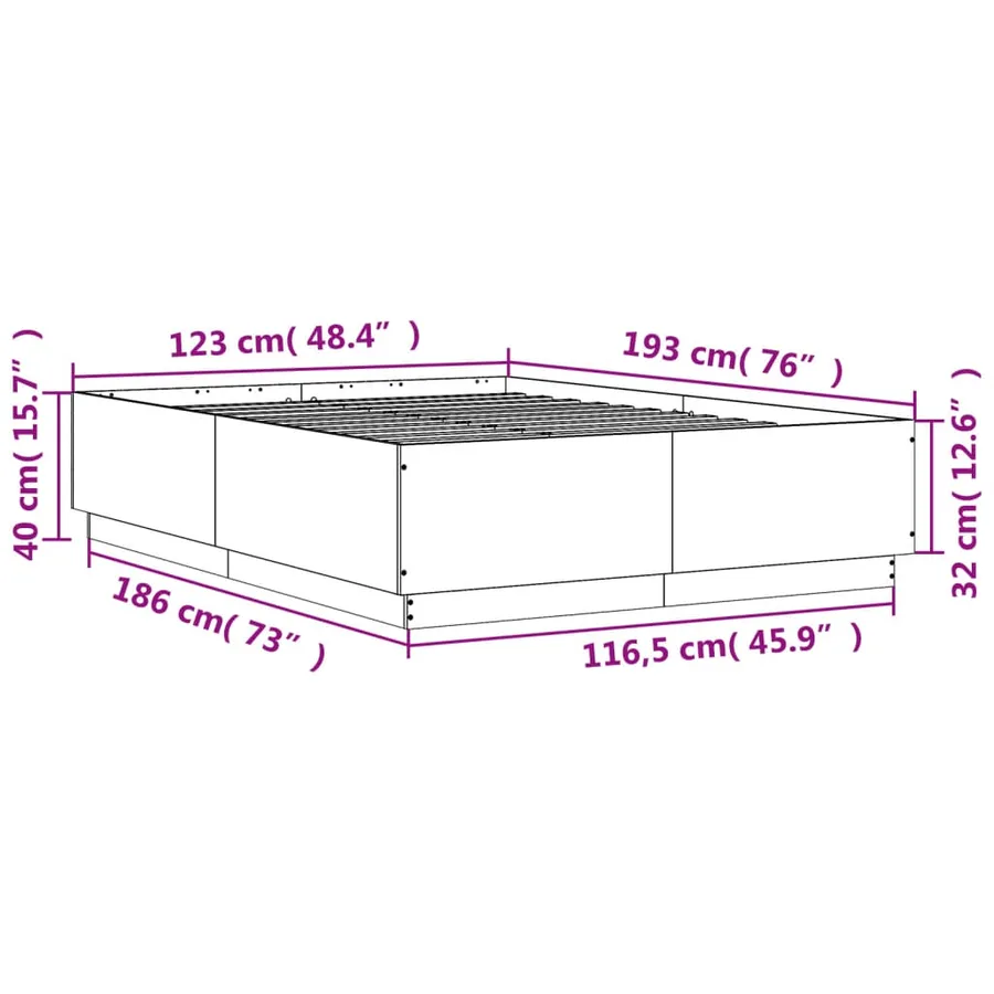 Cadre de lit sans matelas noir 120x190 cm - 9