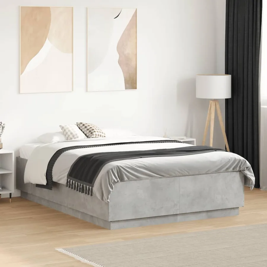 Cadre de lit sans matelas gris béton 120x190 cm