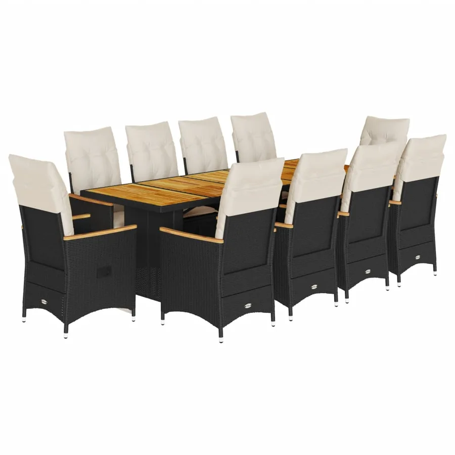 Ensemble de bistro de jardin 11 pcs coussins noir poly rotin - 2