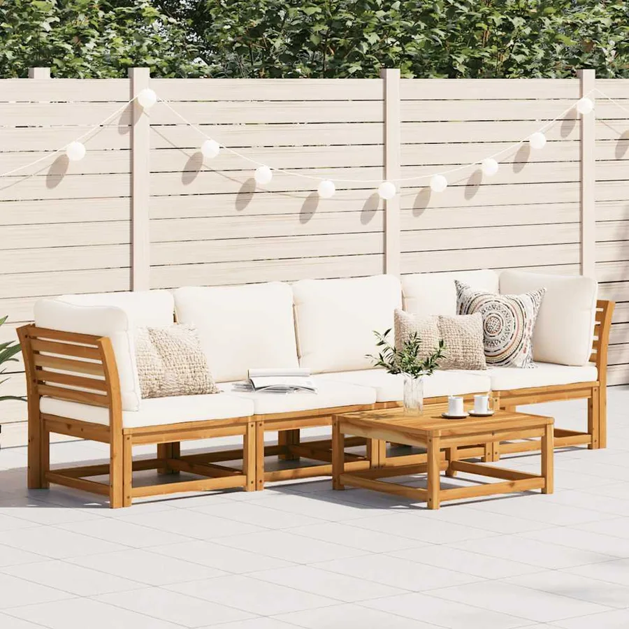 Salon de jardin 4 pcs avec coussins Bois d'acacia solide - 3