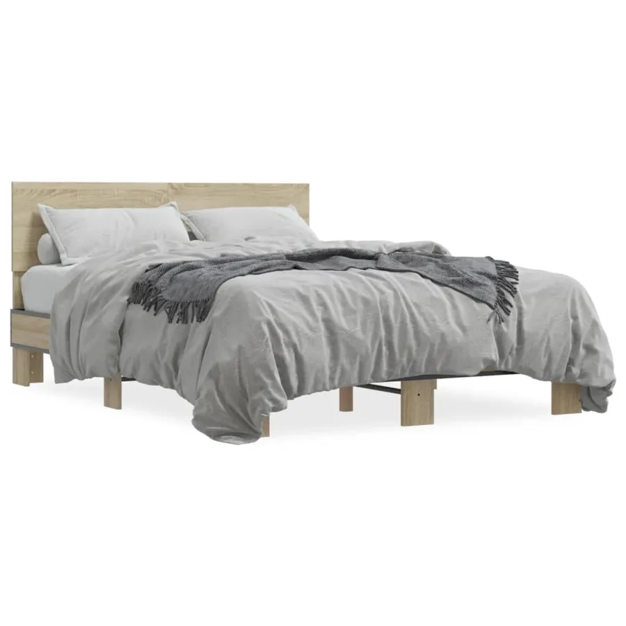 Cadre de lit sans matelas chêne sonoma 140x190 cm - 2