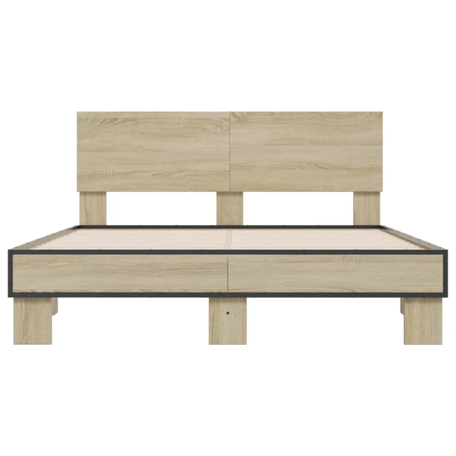 Cadre de lit sans matelas chêne sonoma 140x190 cm - 4
