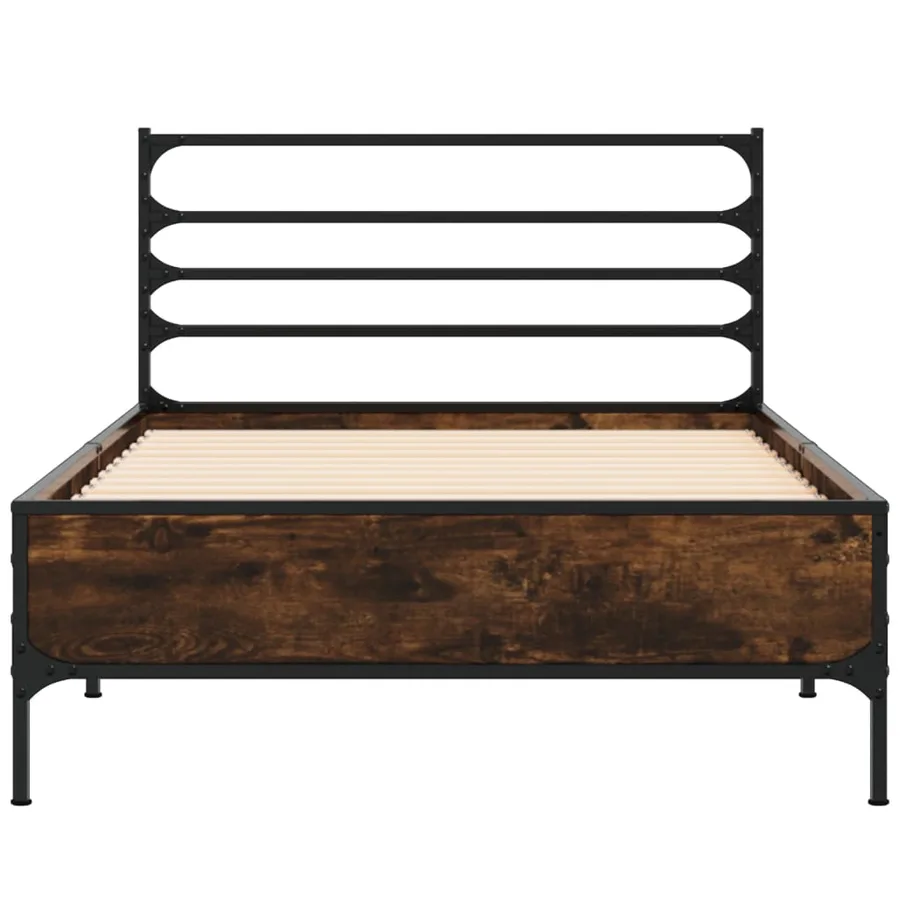 Cadre de lit sans matelas chêne fumé 90x200 cm - 4