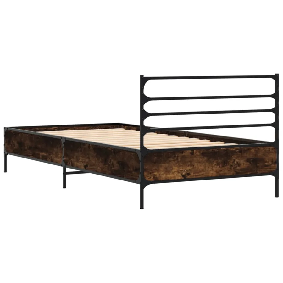 Cadre de lit sans matelas chêne fumé 90x200 cm - 6