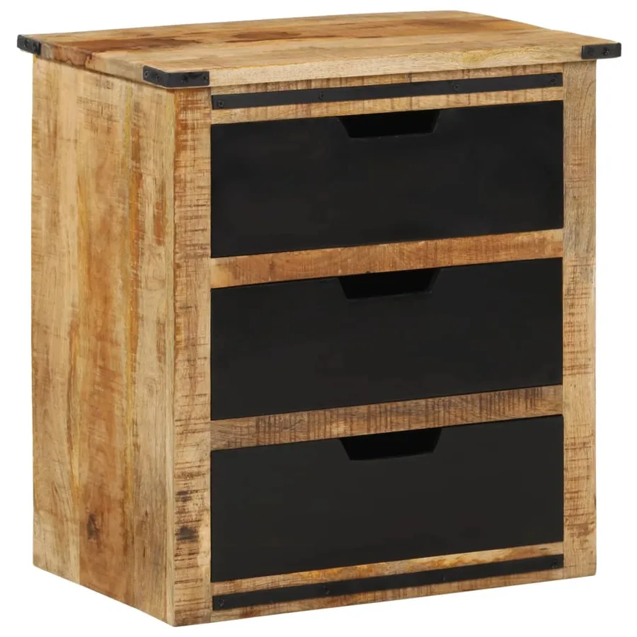 Buffet avec 3 tiroirs 55x35x60 cm bois massif de manguier - 11