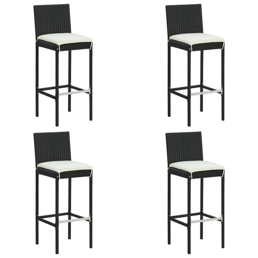 Ensemble de bar de jardin 5 pcs avec coussins noir poly rotin - 4