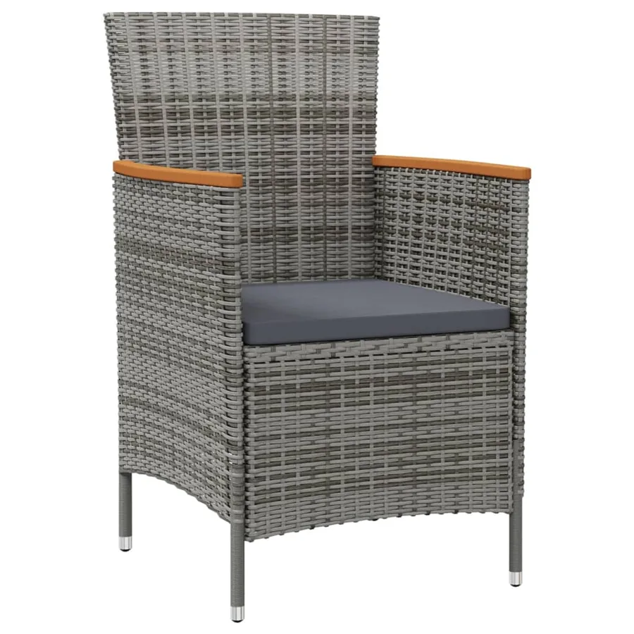 Salon de jardin 7 pcs avec coussins Résine tressée Gris - 3
