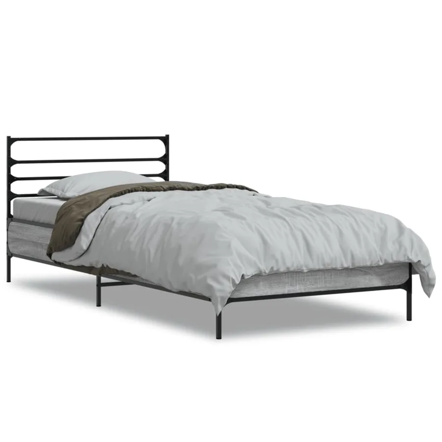 Cadre de lit sans matelas sonoma gris 100x200 cm - 2