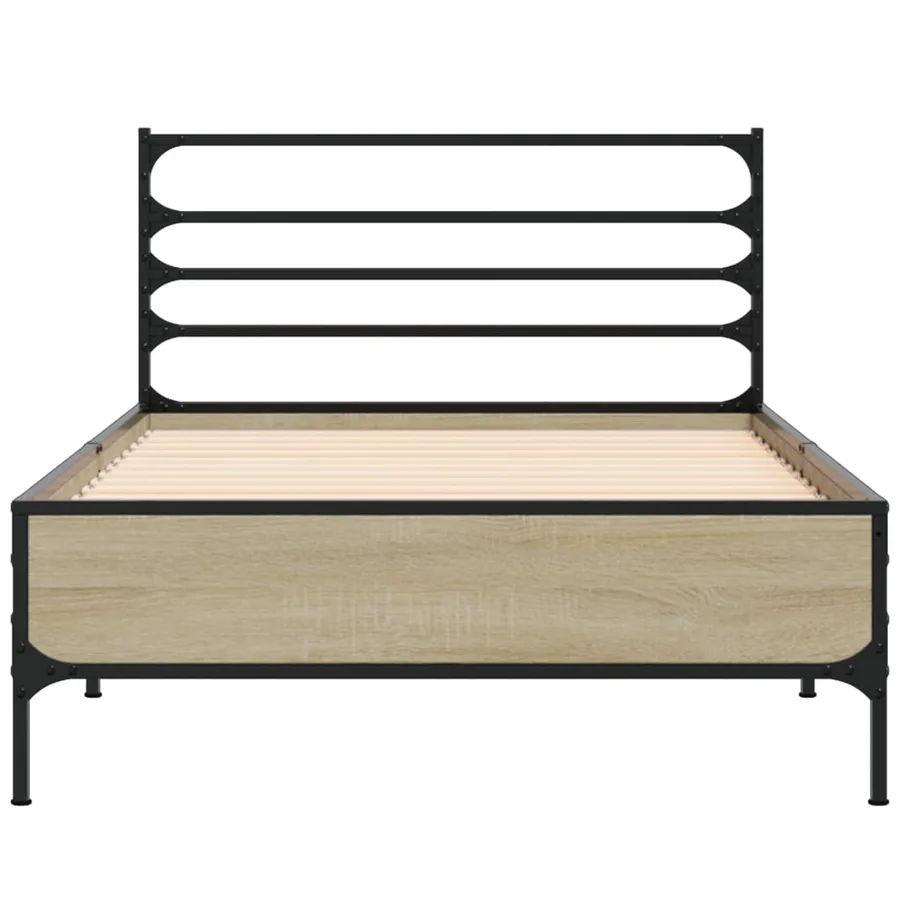 Cadre de lit sans matelas chêne sonoma 75x190 cm - 4