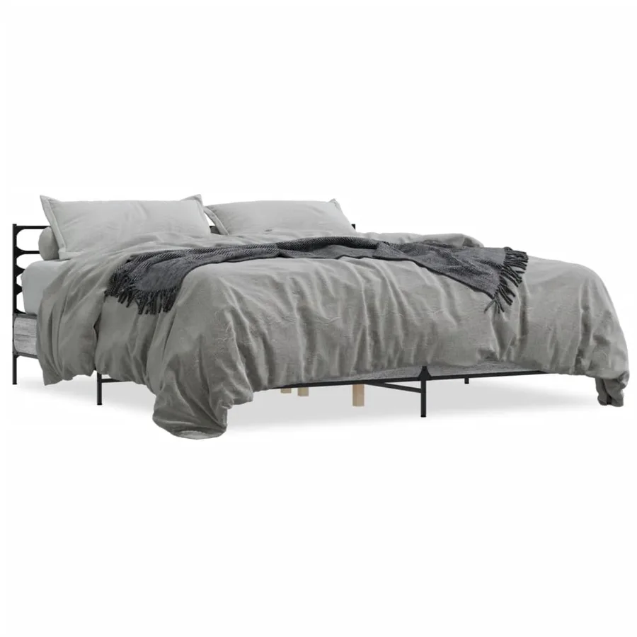 Cadre de lit sans matelas sonoma gris 200x200 cm - 2