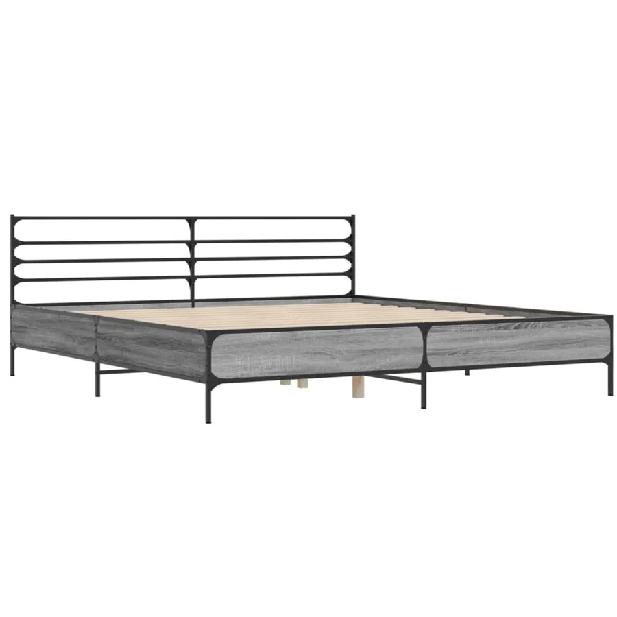 Cadre de lit sans matelas sonoma gris 200x200 cm - 3