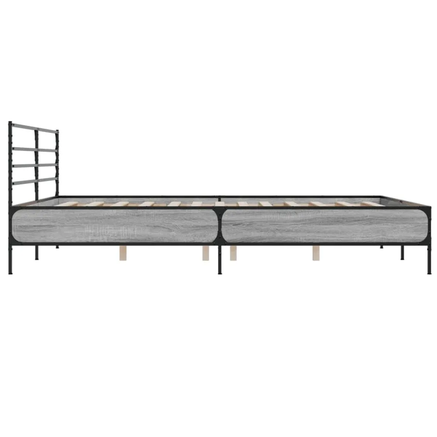 Cadre de lit sans matelas sonoma gris 200x200 cm - 5