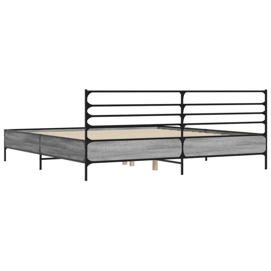 Cadre de lit sans matelas sonoma gris 200x200 cm - 6