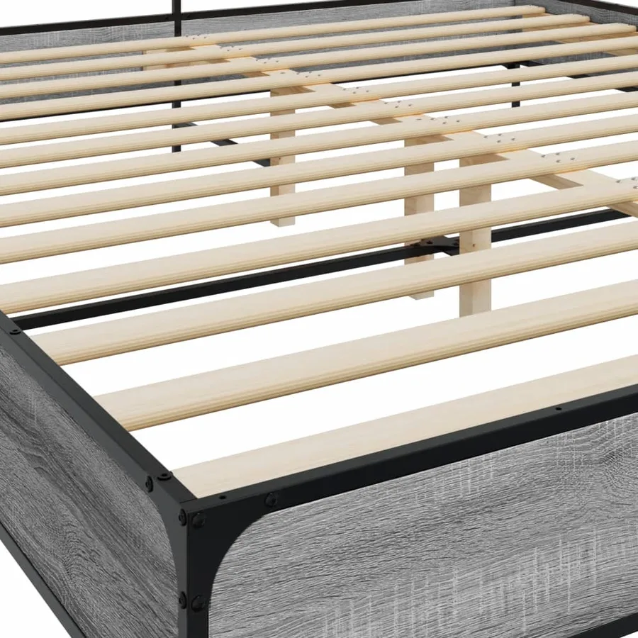 Cadre de lit sans matelas sonoma gris 200x200 cm - 7