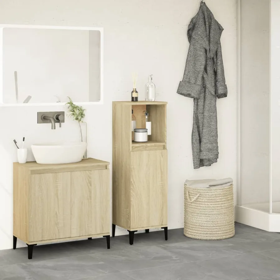 Armoire salle de bain chêne sonoma 30x30x100 cm - 3