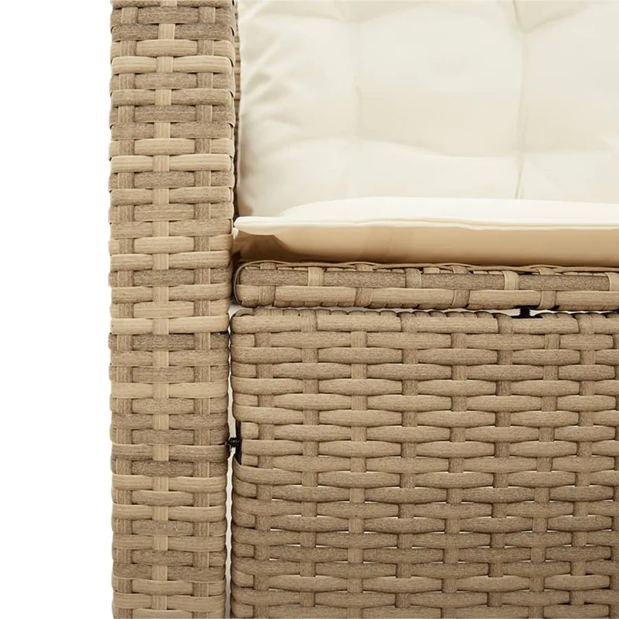Canapé de jardin avec table et coussins en forme de L beige - 9
