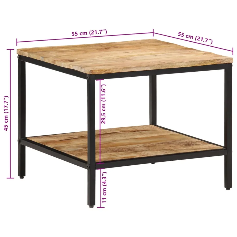 Table basse 55x55x45 cm bois de manguier massif brut - 9