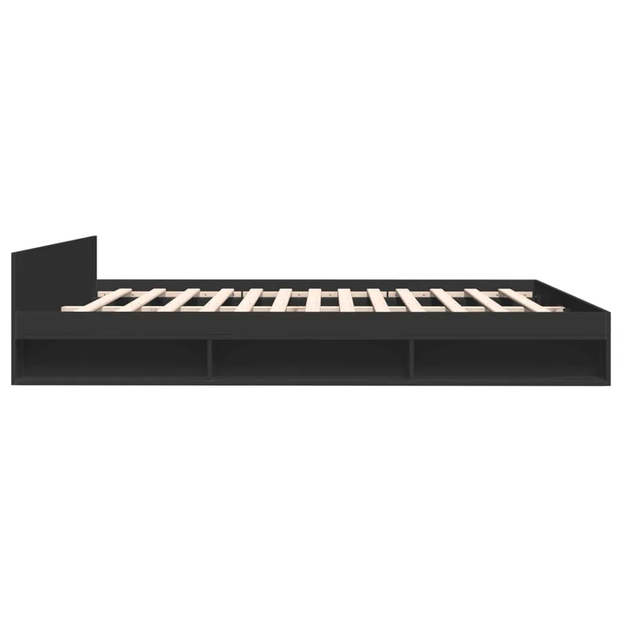 Cadre de lit avec tiroirs sans matelas noir 200x200 cm - 5