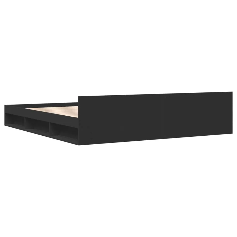 Cadre de lit avec tiroirs sans matelas noir 200x200 cm - 6