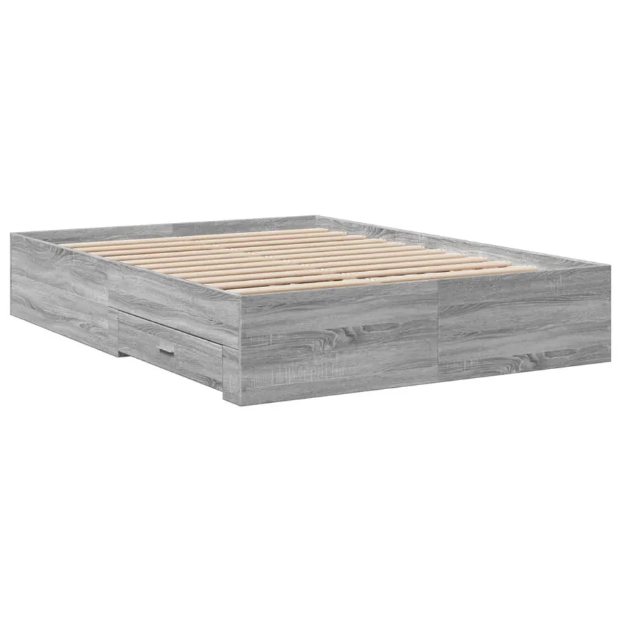 Cadre de lit avec tiroirs sans matelas sonoma gris 120x200 cm - 6