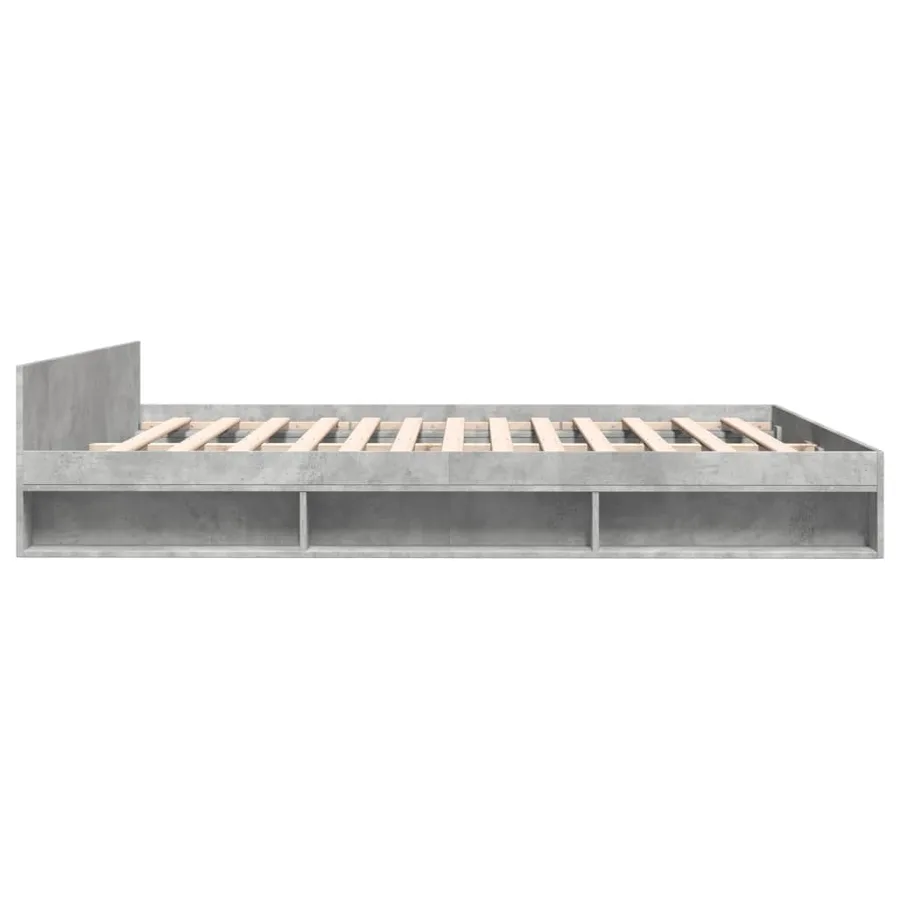 Cadre de lit avec tiroirs sans matelas gris béton 200x200 cm - 5