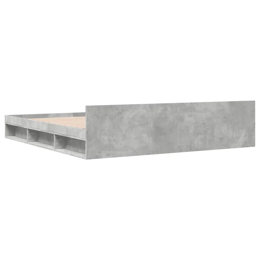 Cadre de lit avec tiroirs sans matelas gris béton 200x200 cm - 6
