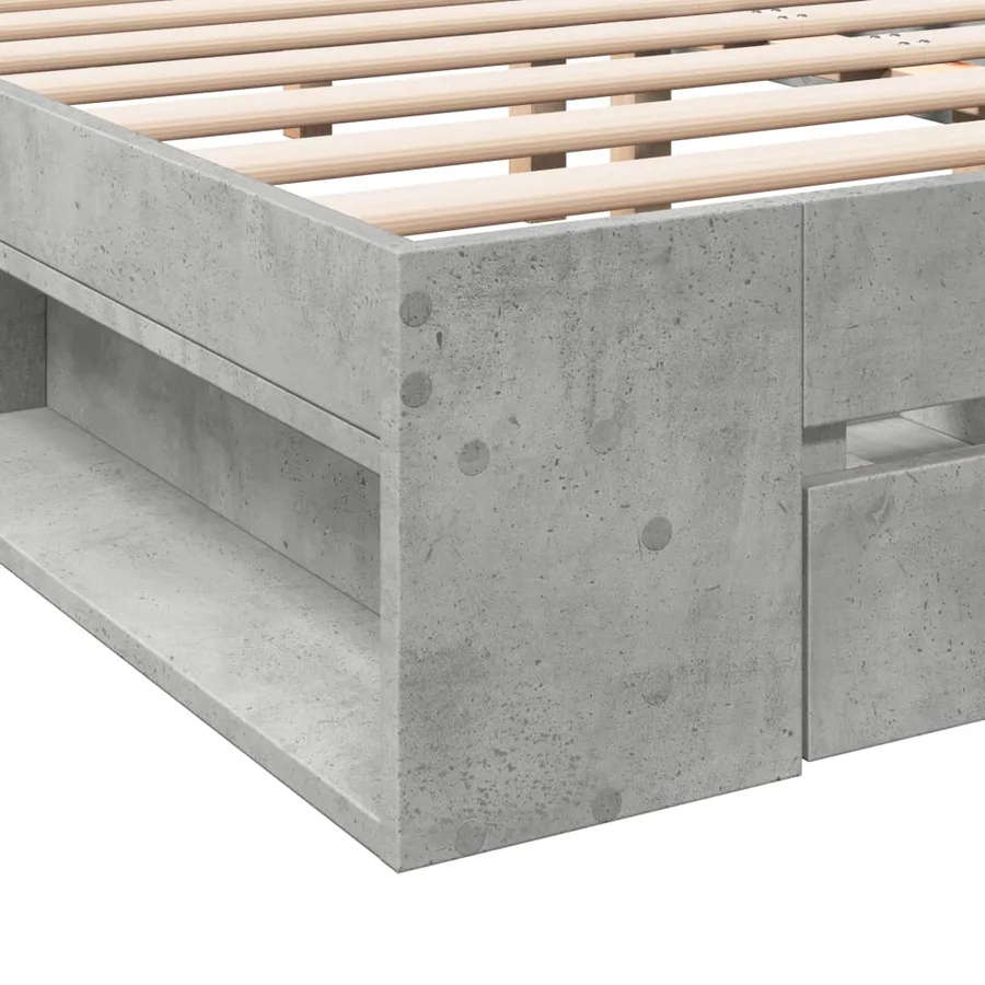 Cadre de lit avec tiroirs sans matelas gris béton 200x200 cm - 8