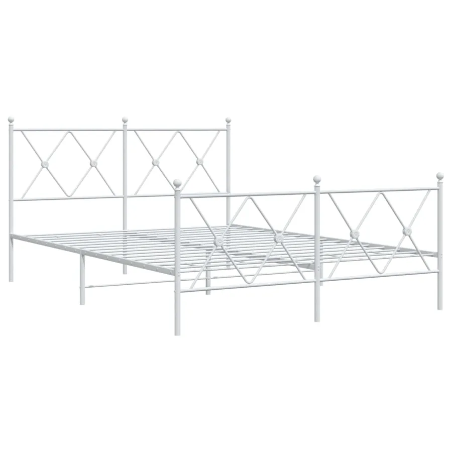 Cadre de lit métal sans matelas et pied de lit blanc 137x190 cm - 3