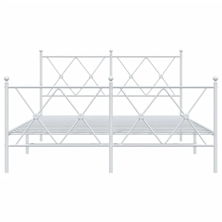 Cadre de lit métal sans matelas et pied de lit blanc 137x190 cm - 4