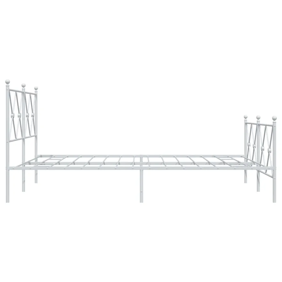 Cadre de lit métal sans matelas et pied de lit blanc 137x190 cm - 5