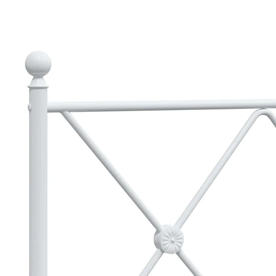 Cadre de lit métal sans matelas et pied de lit blanc 137x190 cm - 7