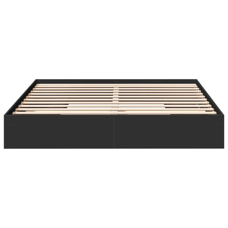 Cadre de lit avec tiroirs sans matelas noir 200x200 cm - 4