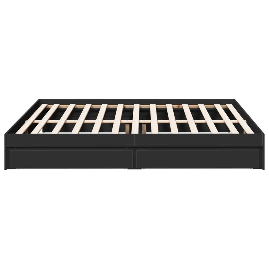 Cadre de lit avec tiroirs sans matelas noir 200x200 cm - 5
