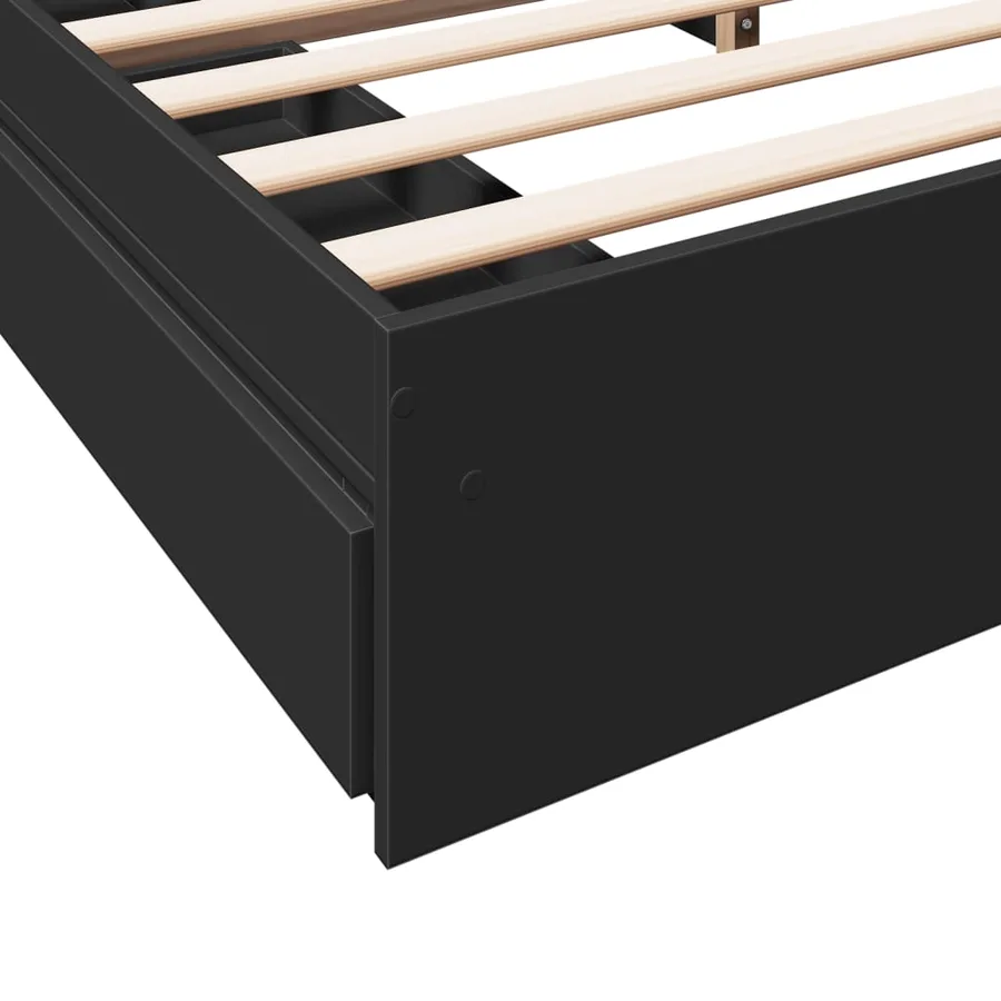 Cadre de lit avec tiroirs sans matelas noir 200x200 cm - 8
