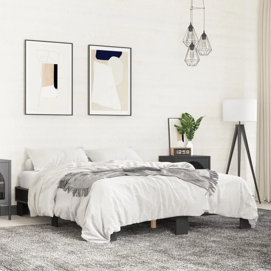 Cadre de lit sans matelas noir 150x200 cm