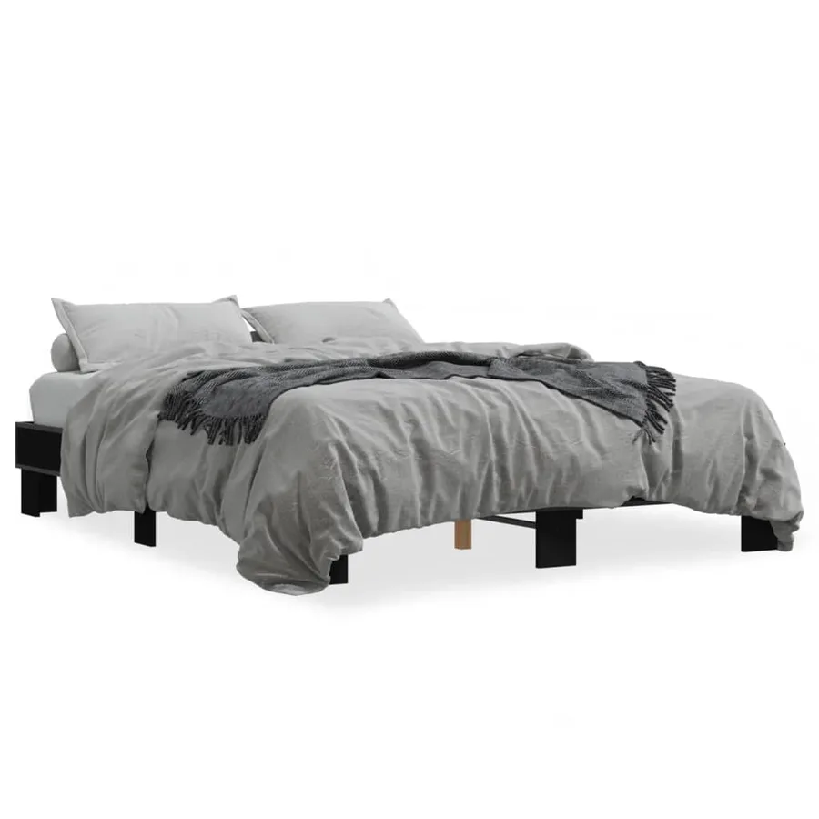 Cadre de lit sans matelas noir 150x200 cm - 2