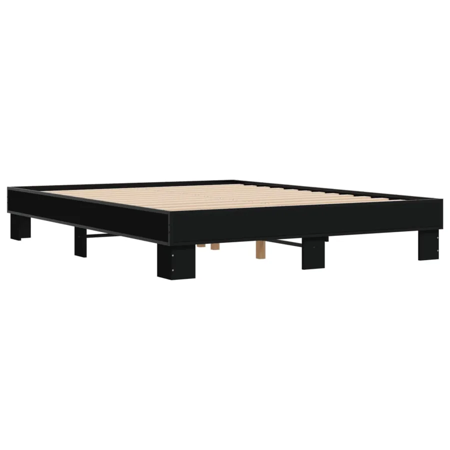 Cadre de lit sans matelas noir 150x200 cm - 6