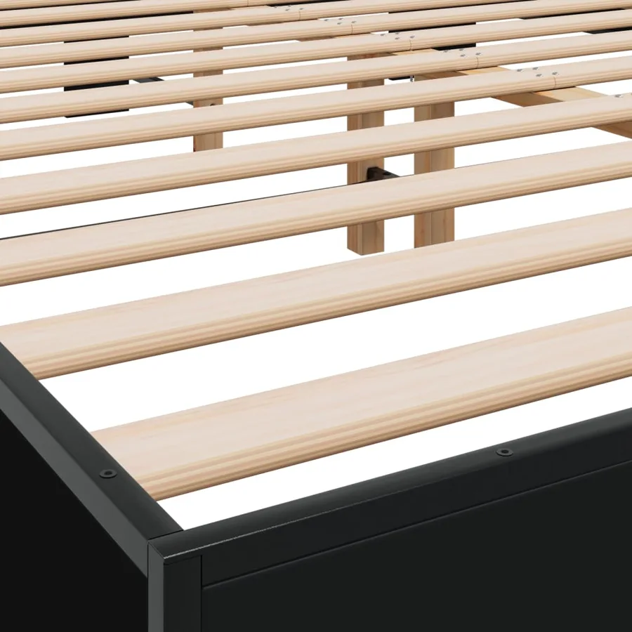 Cadre de lit sans matelas noir 150x200 cm - 7