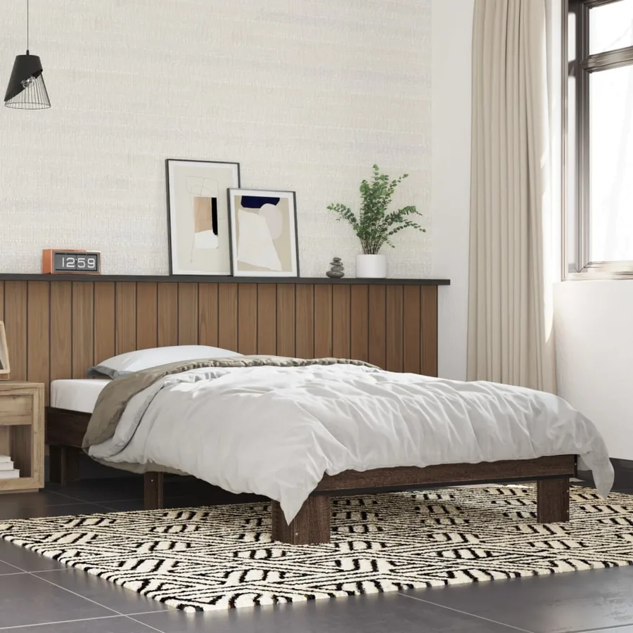 Cadre de lit sans matelas chêne marron 75x190 cm