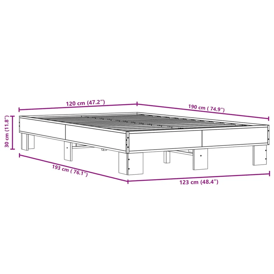 Cadre de lit sans matelas chêne sonoma 120x190 cm - 9