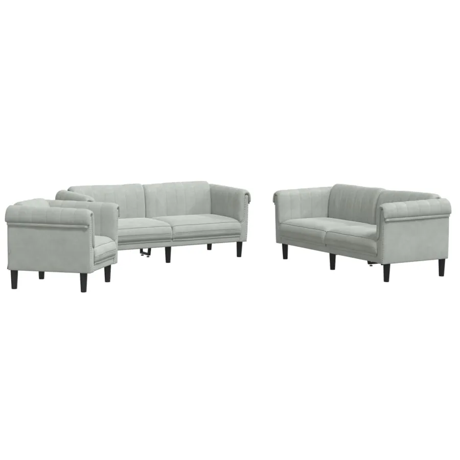 Ensemble de canapés 3 pcs gris clair velours - 2