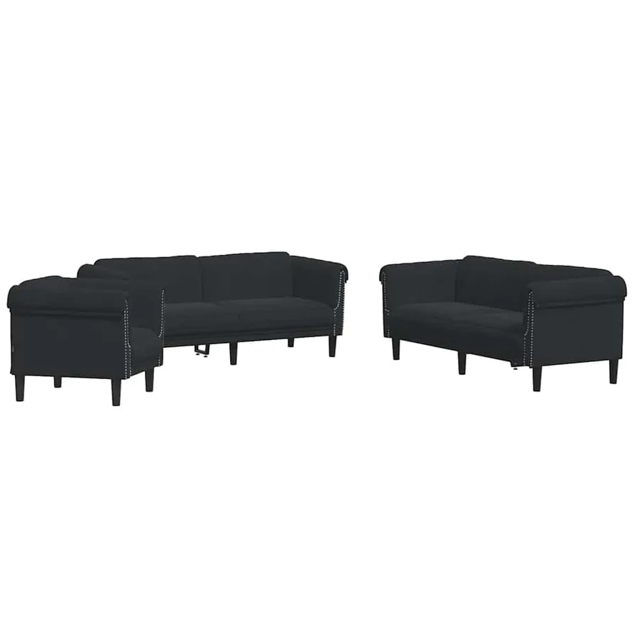 Ensemble de canapés 3 pcs noir velours - 2