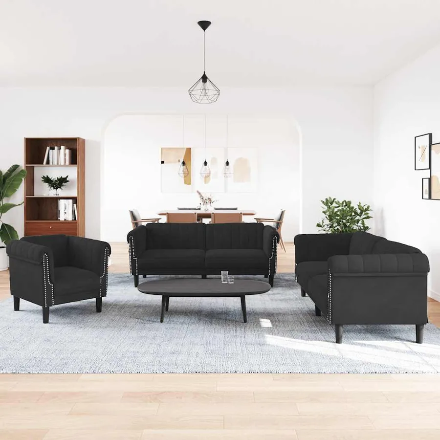 Ensemble de canapés 3 pcs noir velours - 3