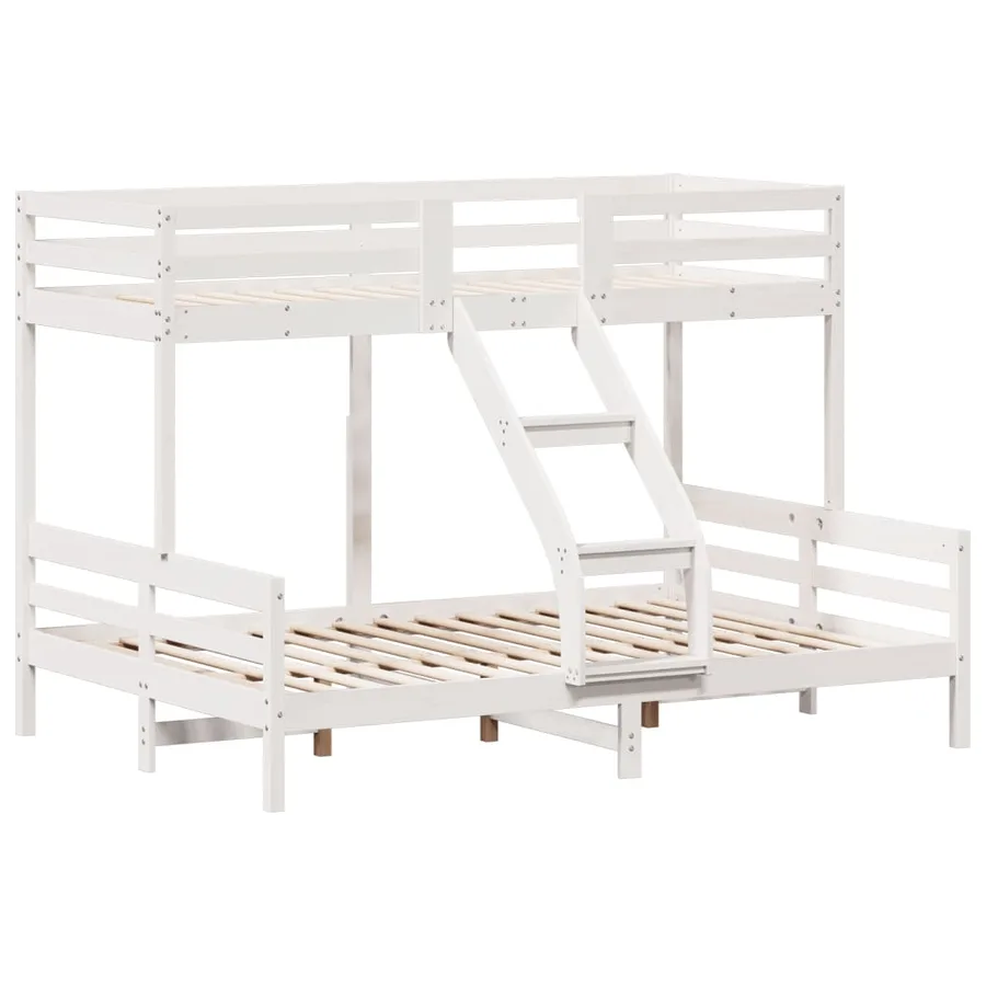 Lit superposé sans matelas 90x200/140x200 cm blanc bois massif - 3