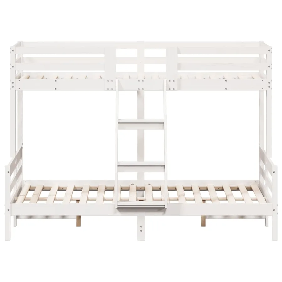 Lit superposé sans matelas 90x200/140x200 cm blanc bois massif - 4