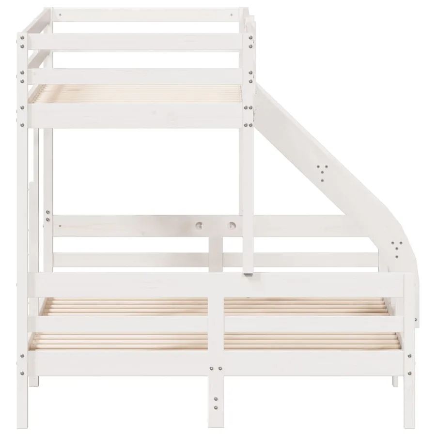 Lit superposé sans matelas 90x200/140x200 cm blanc bois massif - 5
