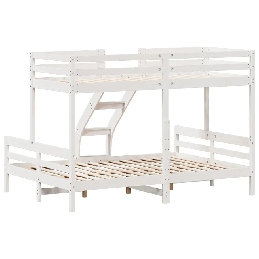 Lit superposé sans matelas 90x200/140x200 cm blanc bois massif - 6