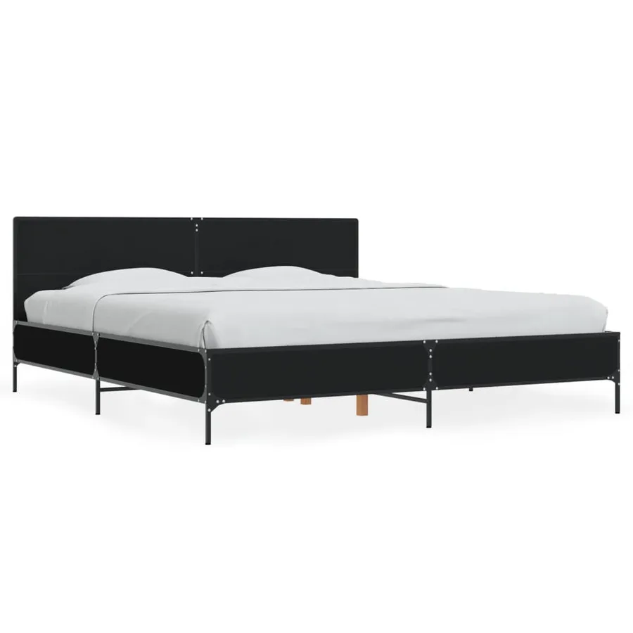 Cadre de lit sans matelas noir 180x200 cm - 2