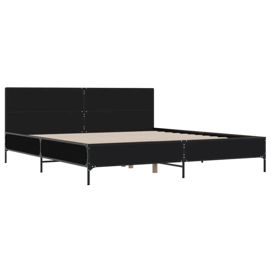 Cadre de lit sans matelas noir 180x200 cm - 3
