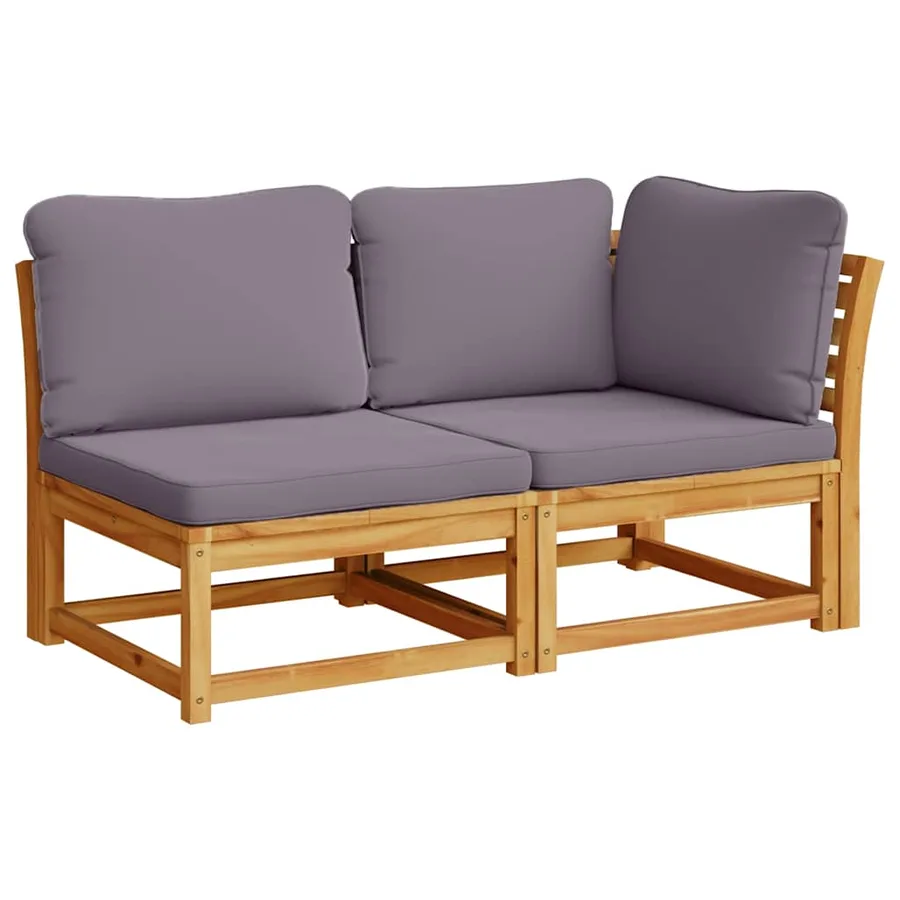 Salon de jardin avec coussins 7 pcs bois massif d'acacia - 3